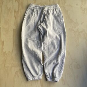 PINK Victoria's Secret Sweatpants Womens Medium Gray Fleece Joggers Lounge Logo